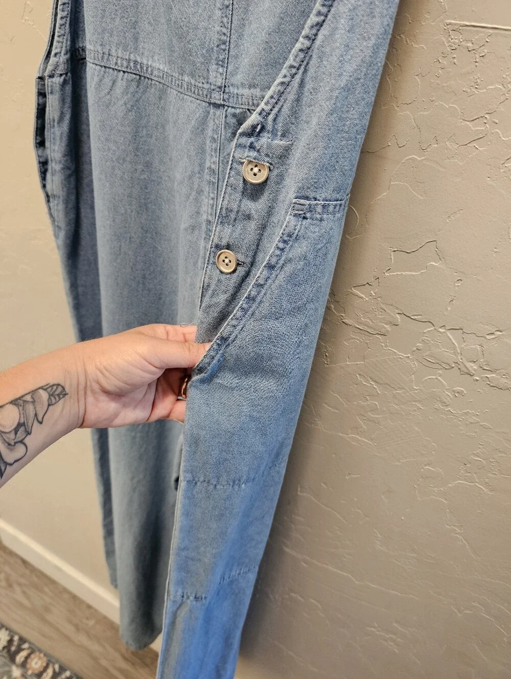 Light Blue Denim Wide-Leg Overalls for Women